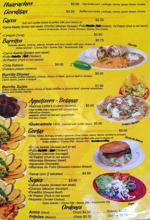 Lolitas - Berwyn, IL menu_pic