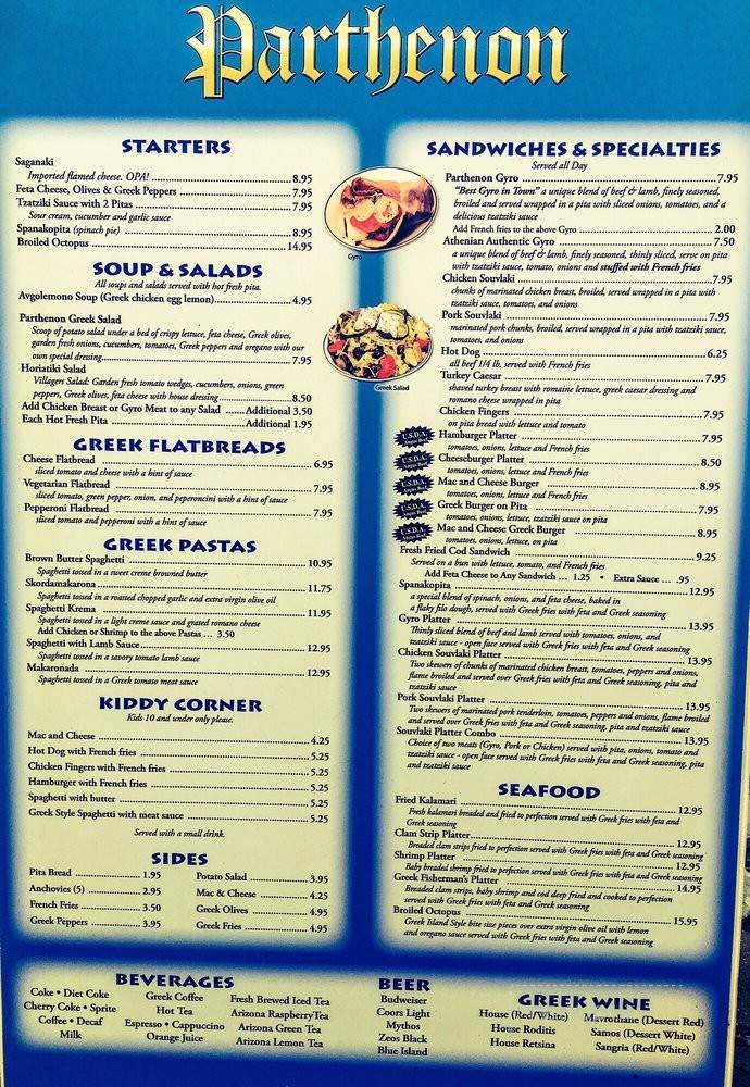 Parthenon Restaurant & Bakery - Tarpon Springs, FL menu_pic