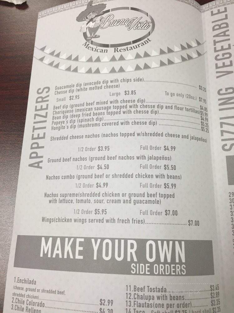 Buena Vista Mexican Restaurant - Columbus, GA menu_pic