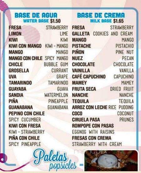 La Michoacana - Chicago, IL menu_pic