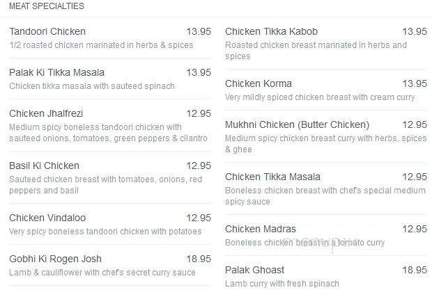 Indian Gourmet Restaurant - Chicago, IL menu_pic