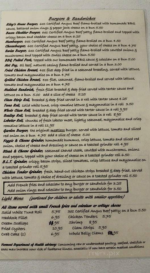 Riley's Fish Shack - St Johnsbury, VT menu_pic