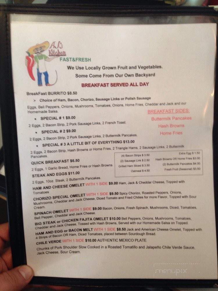 AJ's Kitchen - Atascadero, CA menu_pic