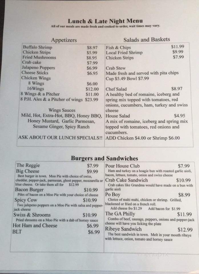 The Pour House - Hinesville, GA menu_pic