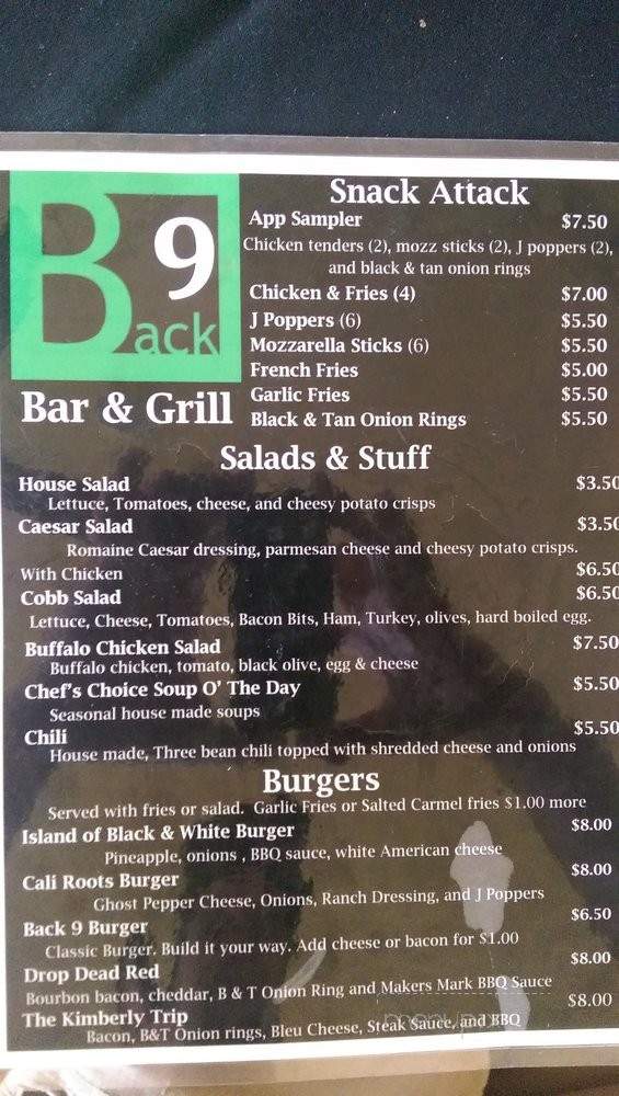 Back 9 Bar & Grill - Citrus Heights, CA menu_pic