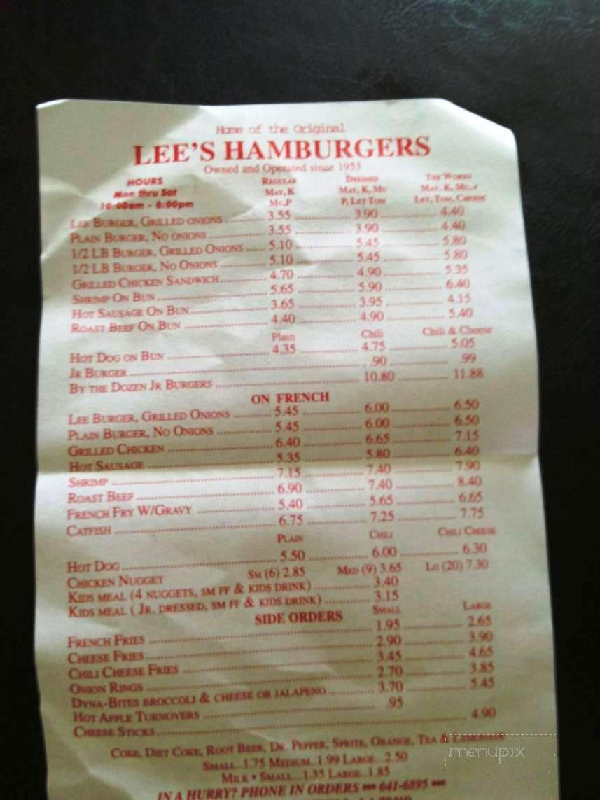 Lee's Hamburgers - Slidell, LA menu_pic