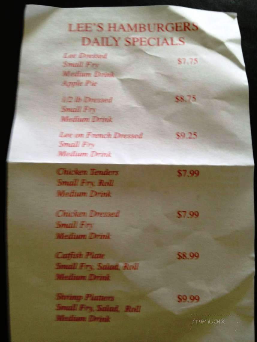 Lee's Hamburgers - Slidell, LA menu_pic
