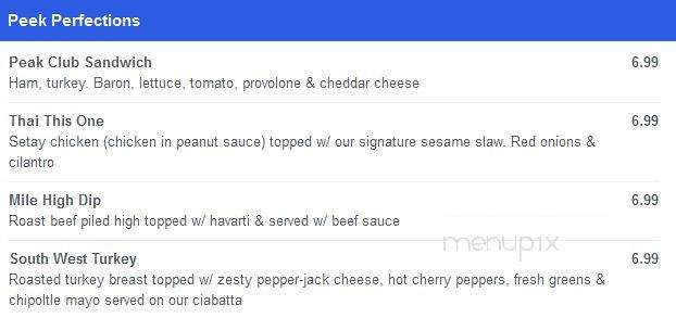 The Peak Cafe - Seattle, WA menu_pic