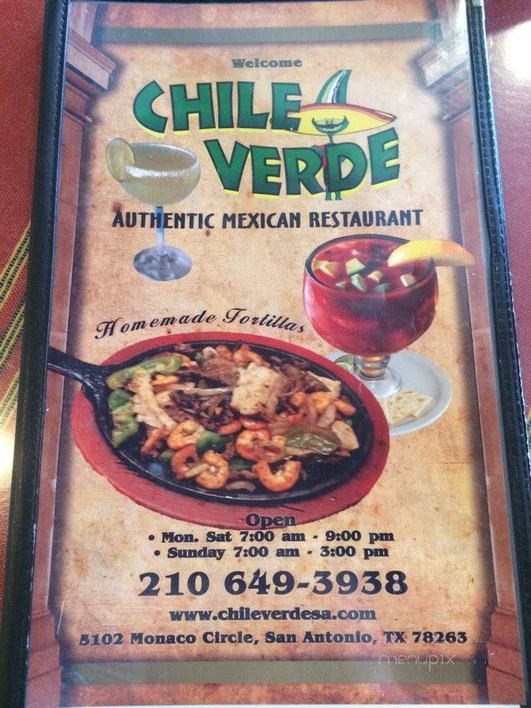 Chile Verde Mexican Restaurant - San Antonio, TX menu_pic