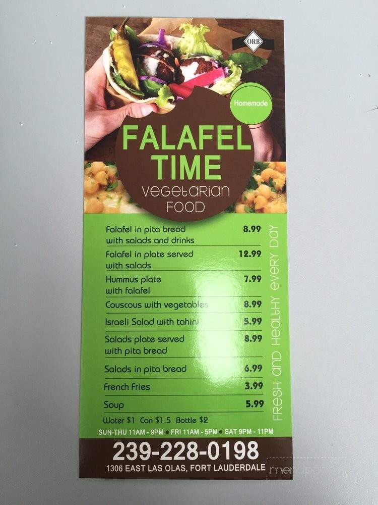 Falafel Time - Fort Lauderdale, FL menu_pic