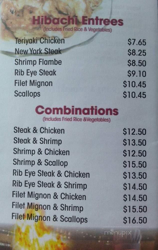 AJ Hibachi - Charlotte Hall, MD menu_pic