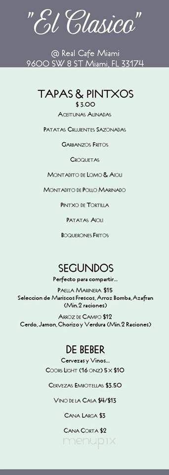 Real Cafe - Miami, FL menu_pic