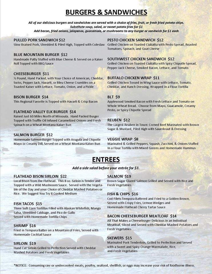 Brooks & Browns - Missoula, MT menu_pic