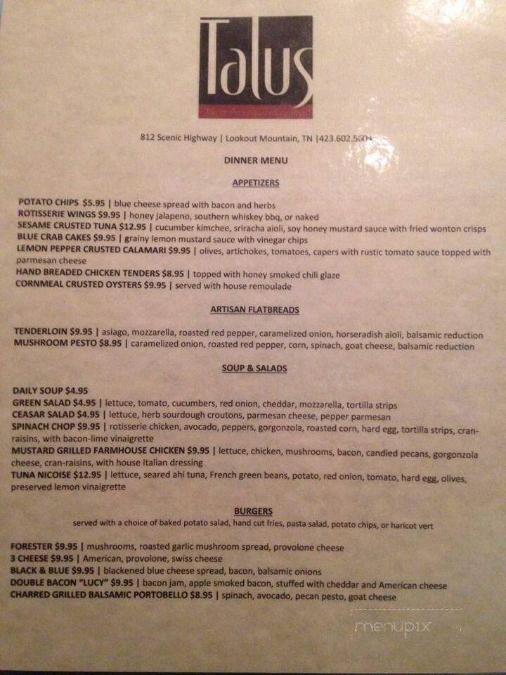 Talus - Chattanooga, TN menu_pic