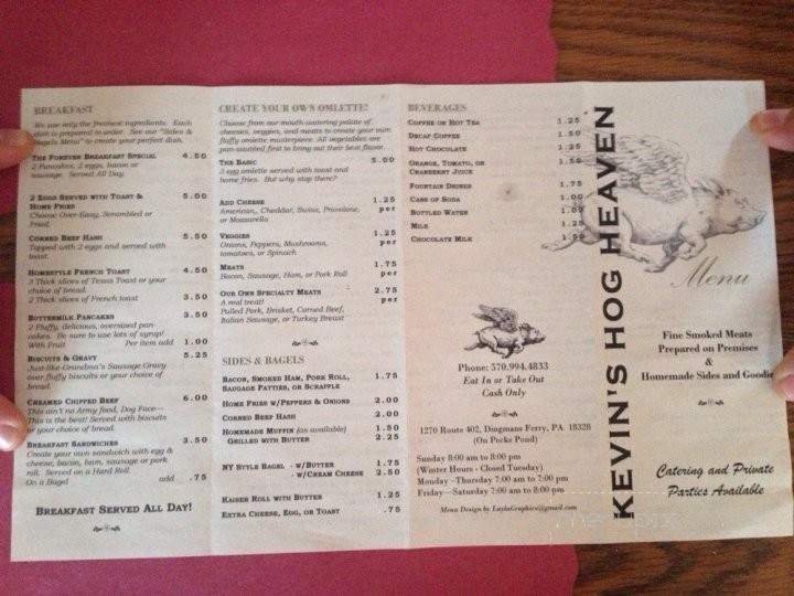 Kevin's Hog Heaven - Dingmans Ferry, PA menu_pic