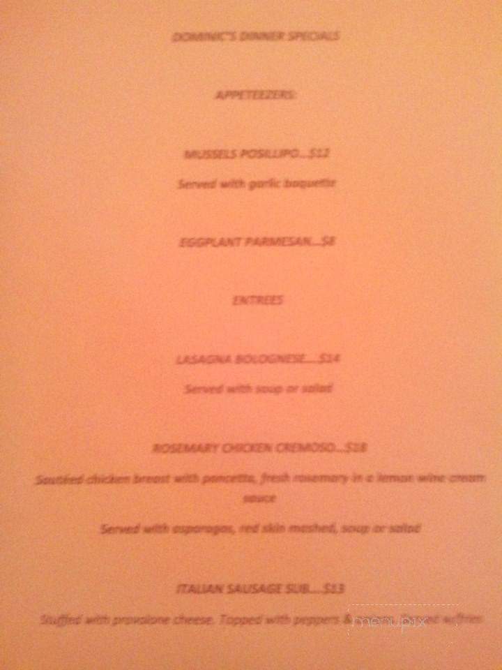 Dominic's Italian Restaurant - Harrison Charter Township, MI menu_pic