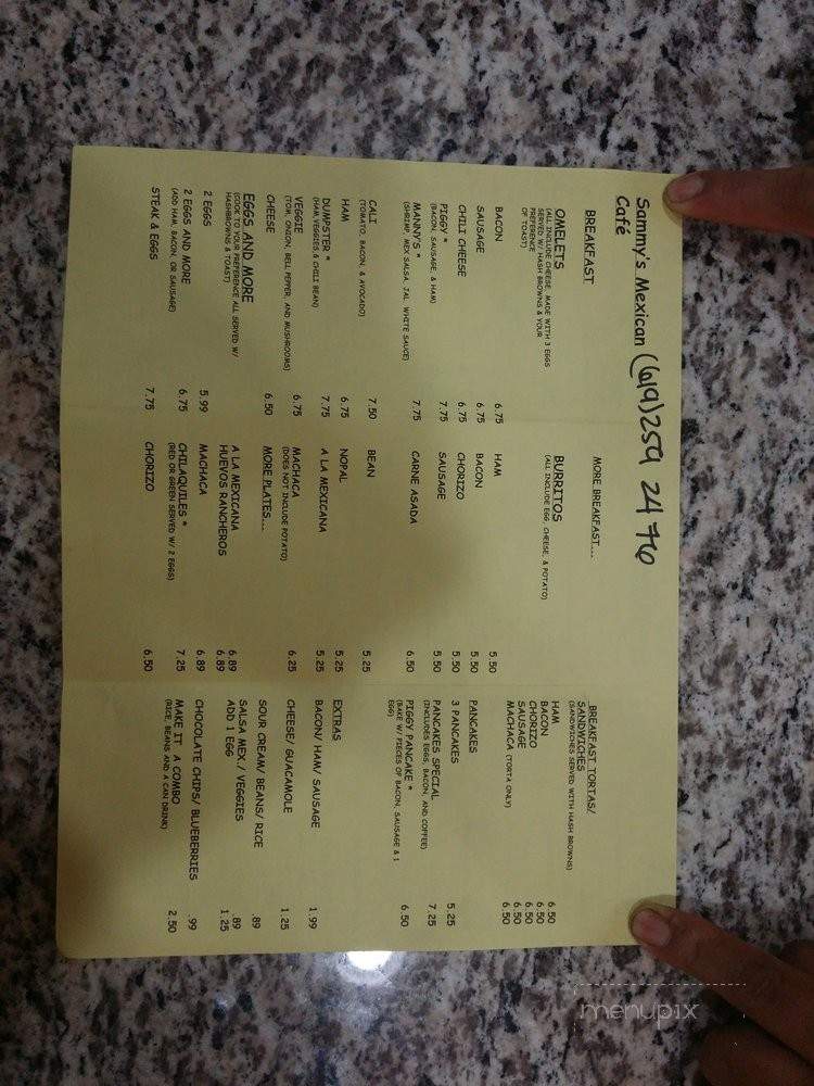 Sammy's Mexican Cafe - Spring Valley, CA menu_pic