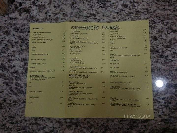 Sammy's Mexican Cafe - Spring Valley, CA menu_pic