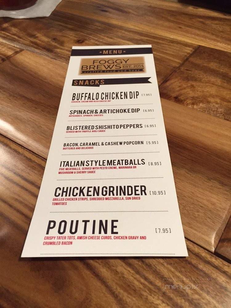 Foggy Goggle - Champion, PA menu_pic