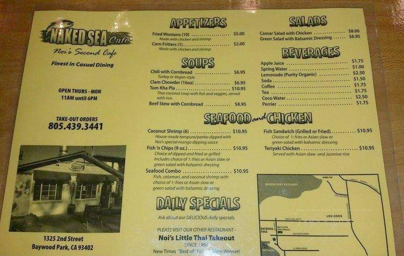 Naked Sea Cafe - Baywood-Los Osos, CA menu_pic