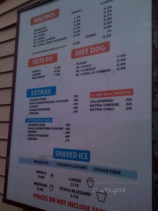 MTA Shaved Ice - Garland, TX menu_pic
