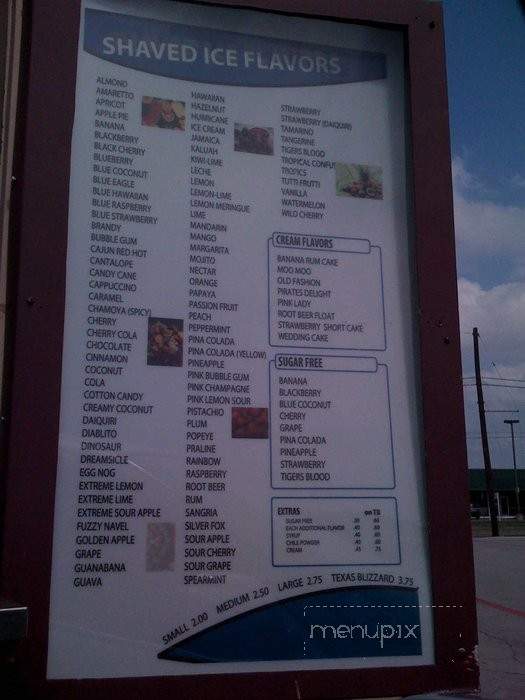 MTA Shaved Ice - Garland, TX menu_pic