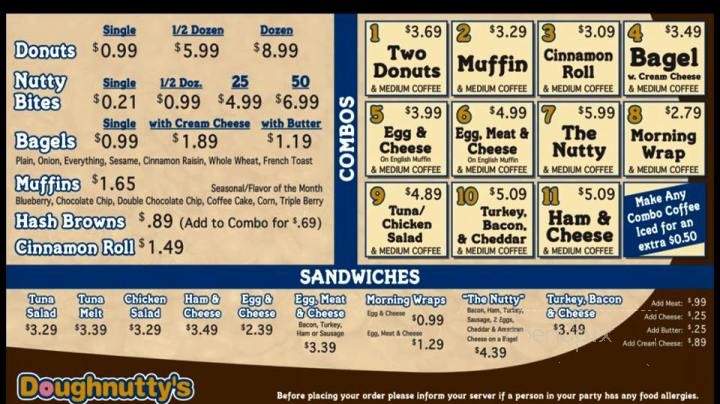 Doughnutty's - Fitchburg, MA menu_pic