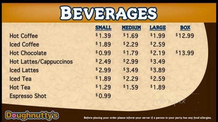 Doughnutty's - Fitchburg, MA menu_pic