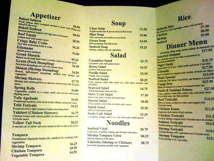 Sushi Cafe - Luling, LA menu_pic