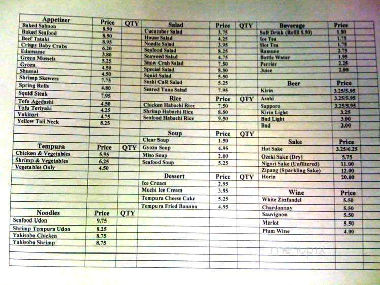 Sushi Cafe - Luling, LA menu_pic