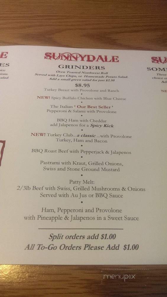 Sunnydale Saloon - SeaTac, WA menu_pic