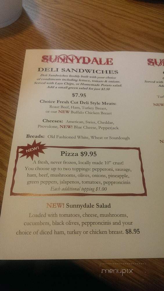 Sunnydale Saloon - SeaTac, WA menu_pic