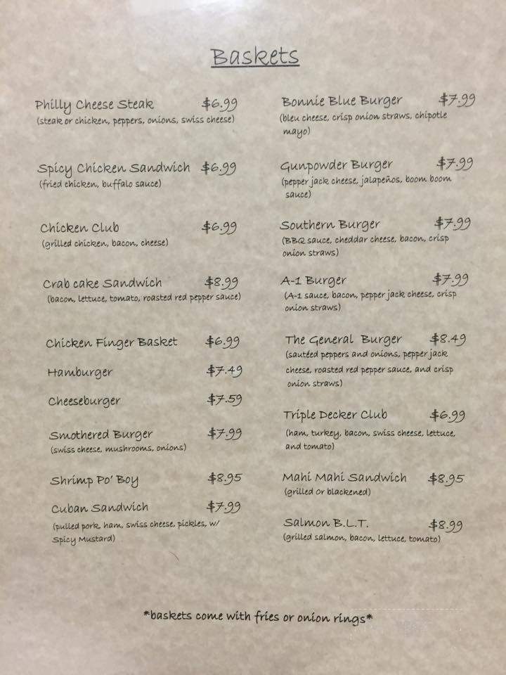 Bonnie Blue House Restaurant - Bainbridge, GA menu_pic