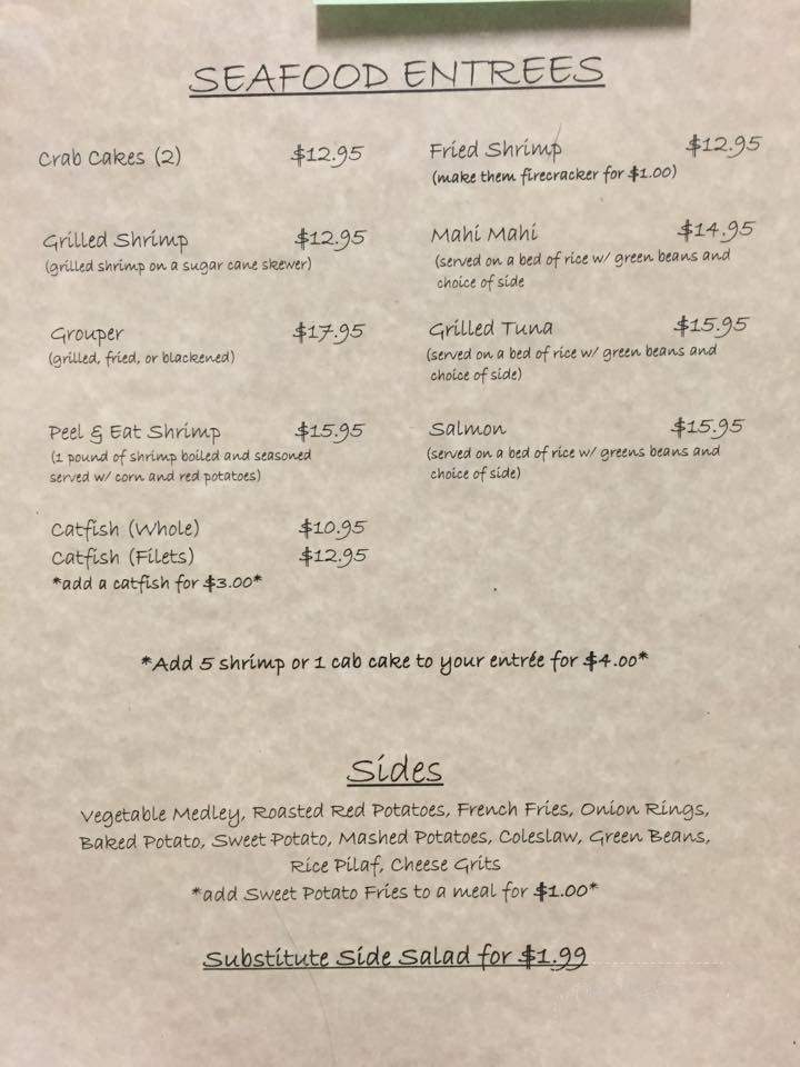 Bonnie Blue House Restaurant - Bainbridge, GA menu_pic