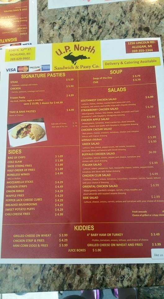 UP North Sandwich & Pasty Co - Richland, MI menu_pic