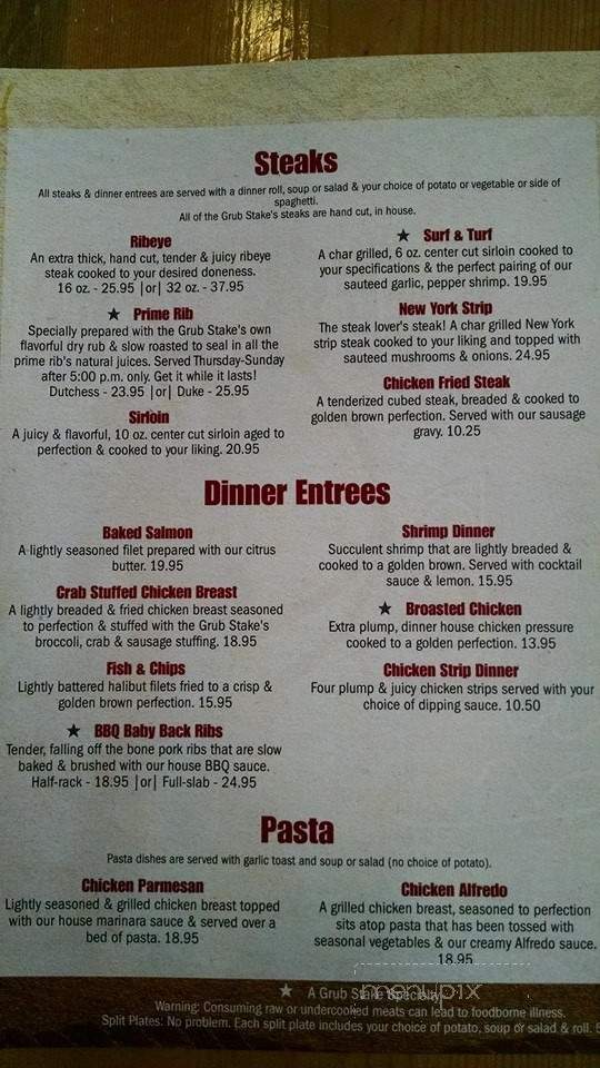 Grub-Stake - Helena, MT menu_pic