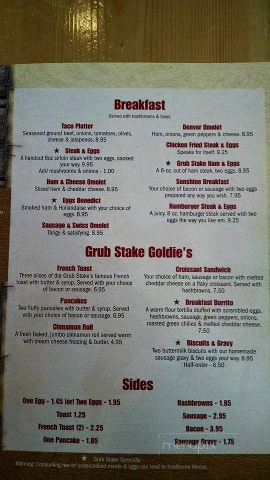 Grub-Stake - Helena, MT menu_pic
