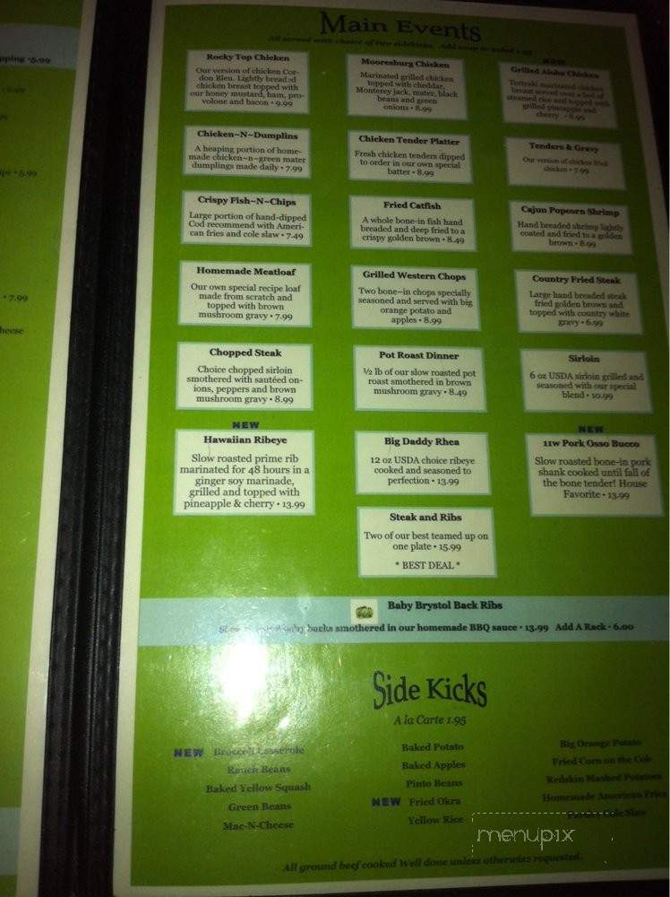 Green Tomato Grill - Mooresburg, TN menu_pic
