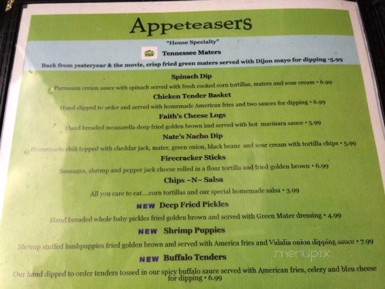 Green Tomato Grill - Mooresburg, TN menu_pic