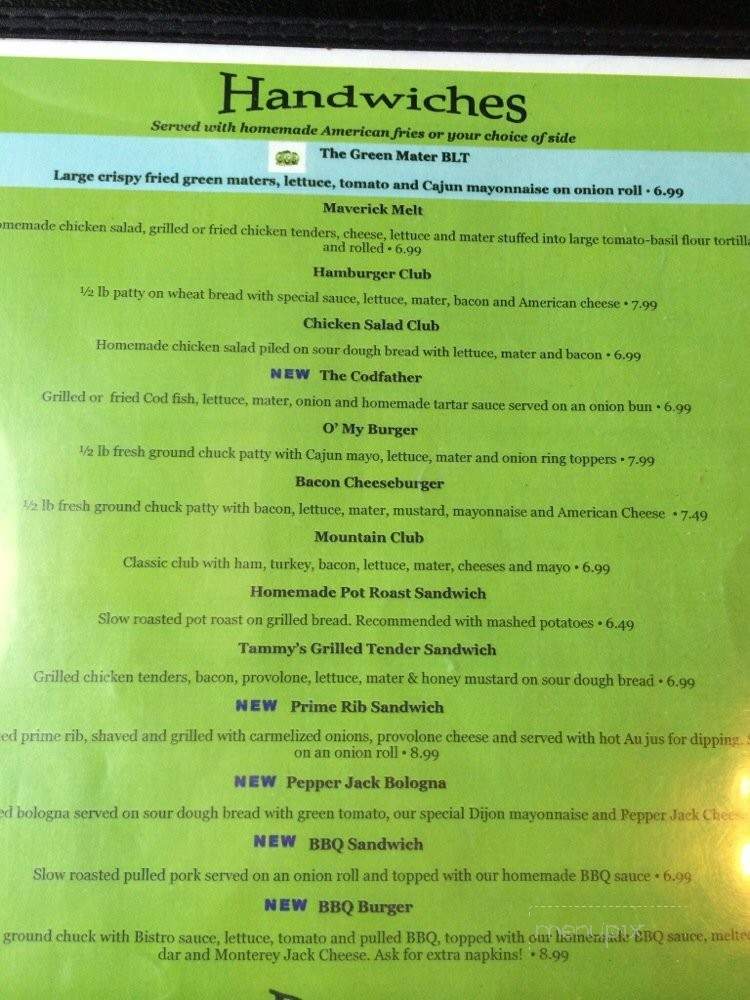 Green Tomato Grill - Mooresburg, TN menu_pic