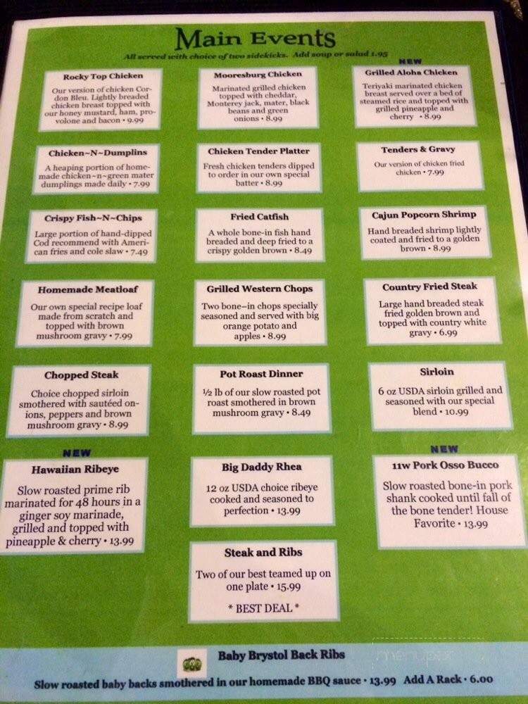 Green Tomato Grill - Mooresburg, TN menu_pic