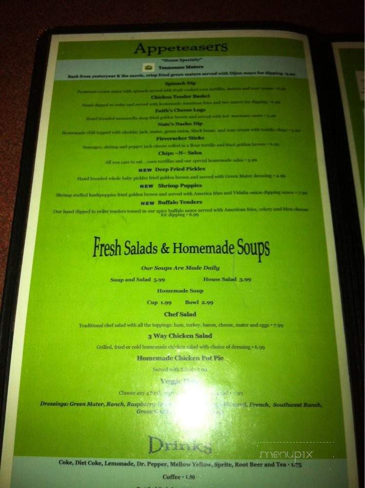 Green Tomato Grill - Mooresburg, TN menu_pic
