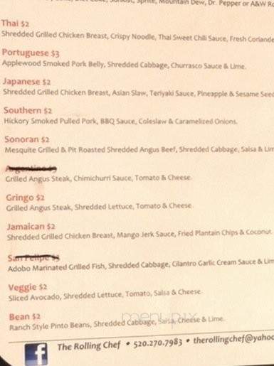 The Rolling Chef - Tucson, AZ menu_pic