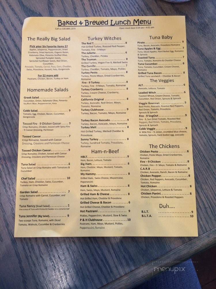 Baked & Brewed - Auburn, CA menu_pic