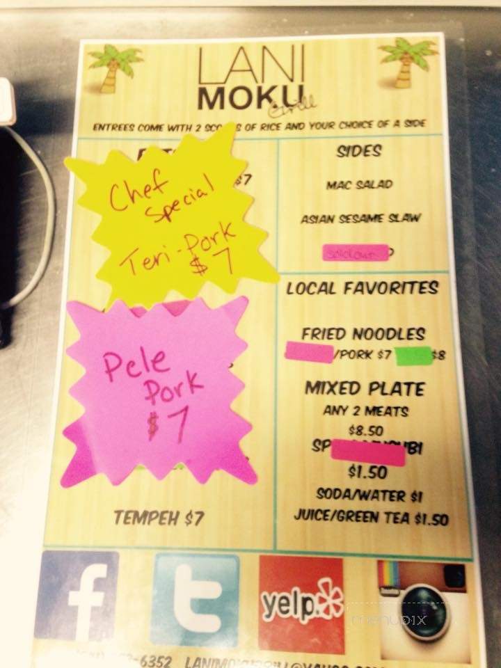 Lani Moku Grill - Eugene, OR menu_pic