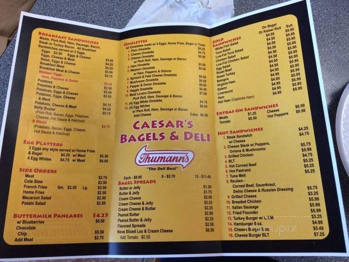 Menu of Caesar's Bagels & Deli in Hamilton Township, NJ 08619