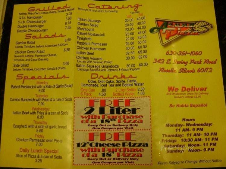 Acuna Pizza - Roselle, IL menu_pic