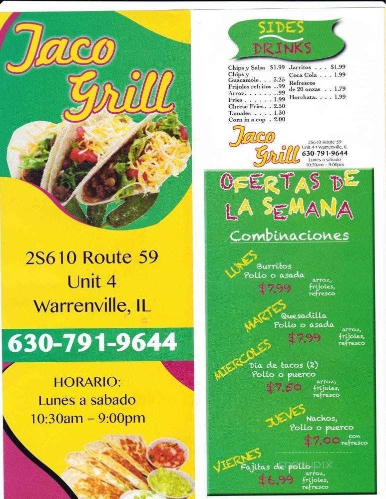 Taco Grill - Warrenville, IL menu_pic