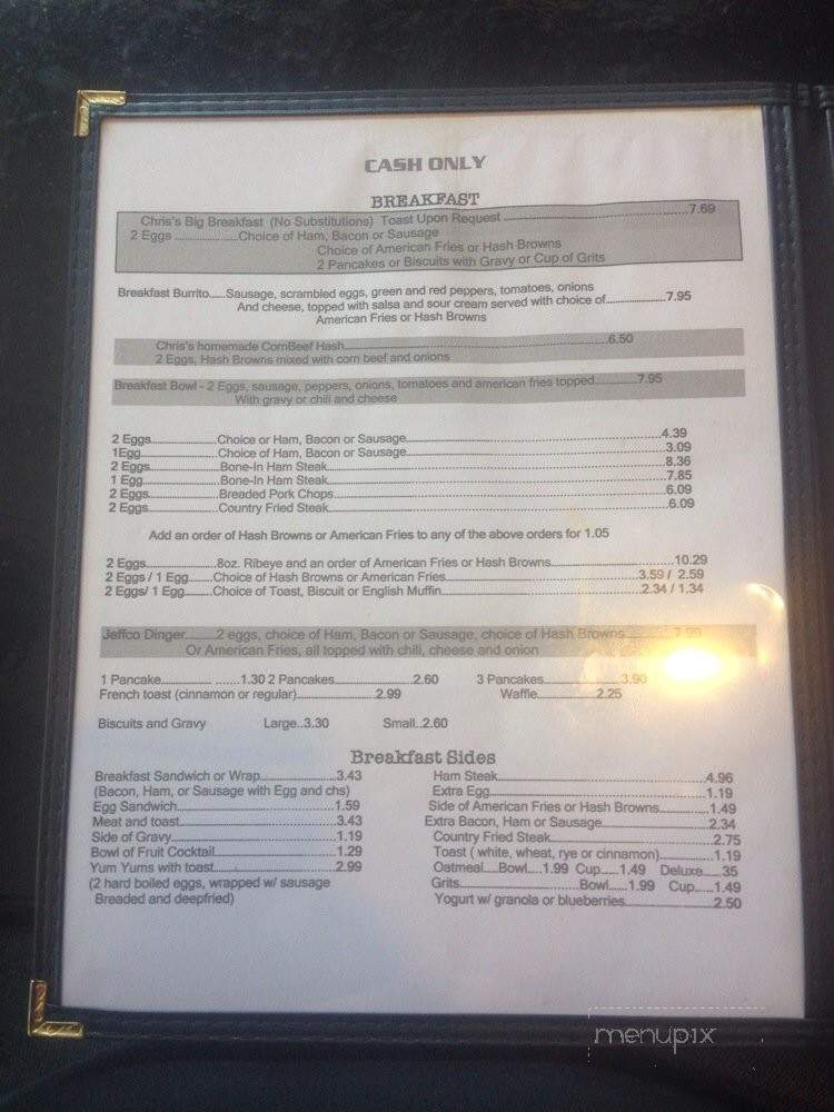 Chris's Jeffco Diner - Arnold, MO menu_pic