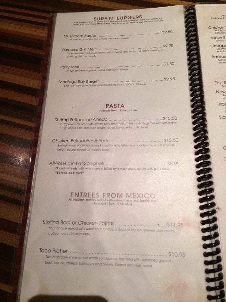 Paradise Grill - West Wendover, NV menu_pic